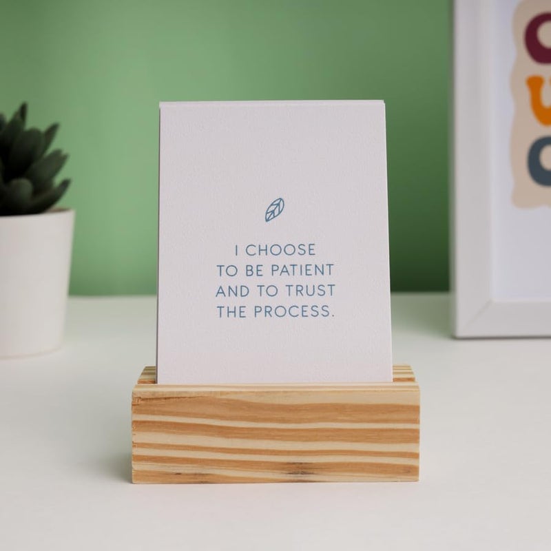 Oye Happy - Daily Affirmation Cards Set with Wooden Stand | Positive Motivational Messages for Desk, Workspace, or Home | Perfect New Year Gift for Loved Ones - Image 2