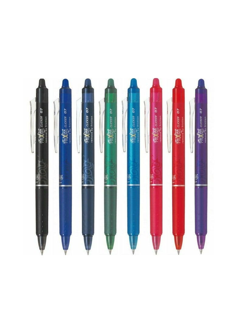 PILOT 8-Piece Frixion Clicker Erasable Ball Pen 0.7mm Tip Multicolour  - Image 1