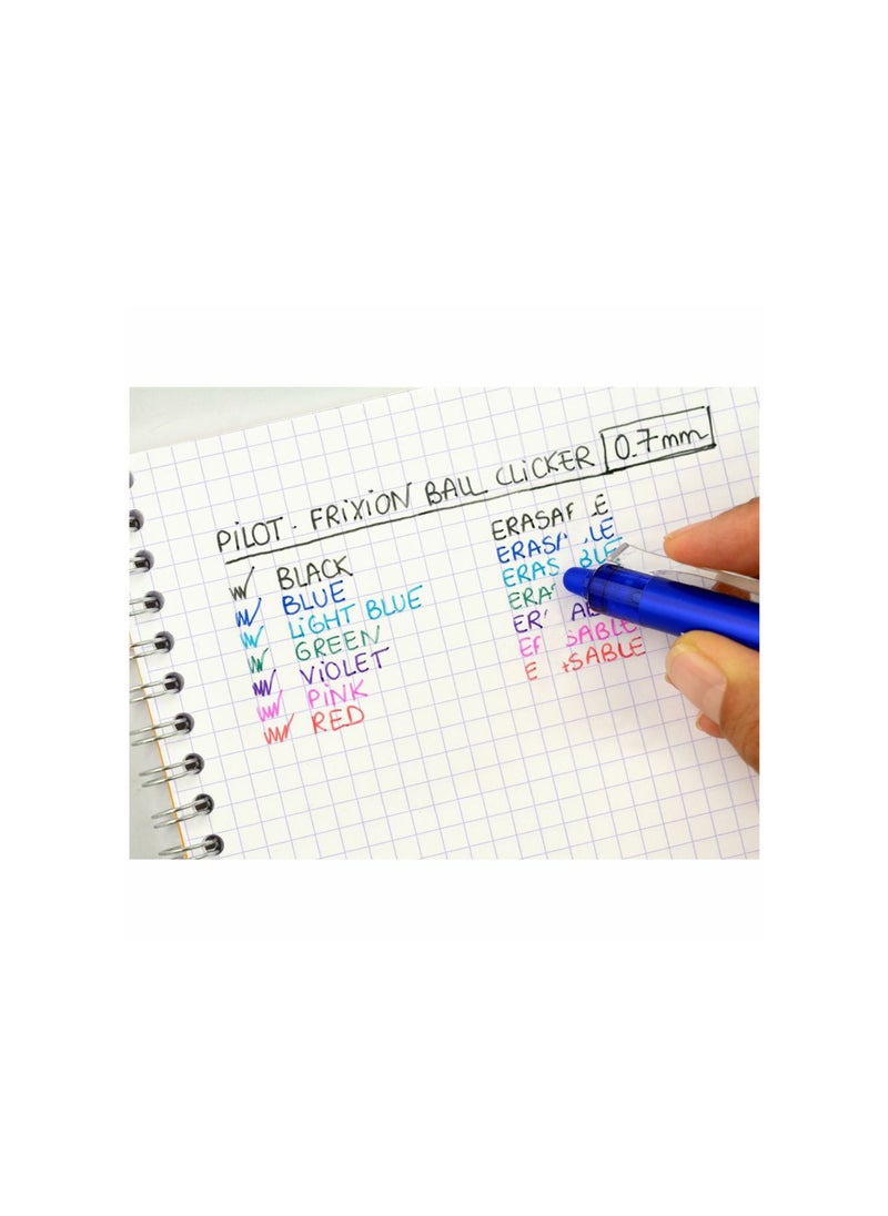 PILOT 8-Piece Frixion Clicker Erasable Ball Pen 0.7mm Tip Multicolour  - Image 4