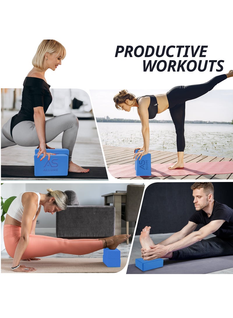 Allure Sphere Sphere Yoga Blocks Set Of 2 - Lightweight Eva Foam Blocks - High Density Non Slip Bricks For Yoga, Home Workouts, Pilates & Strength Fitness - Image 3