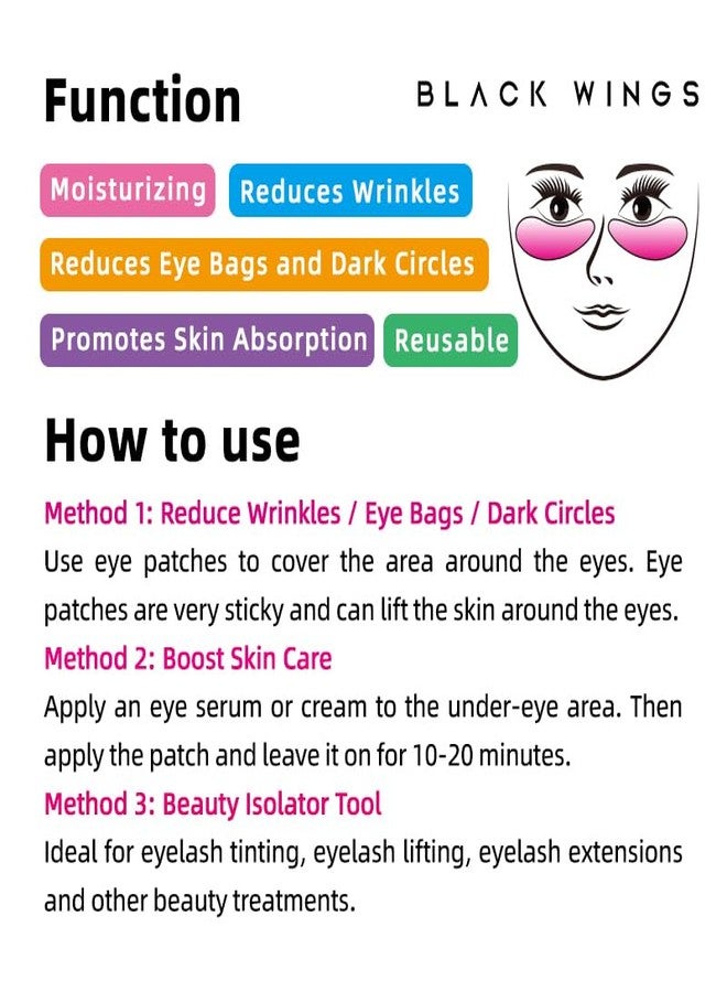 BLACK WINGS BLACKWINGS Self Adhesive Silicone Under Eye Pads, Reusable Moisturizing Under Eye Patches for Lash Lift & Eyelash Extensions, Soft Lash Extension Tools Eye Gel Pads for Salon & Home Use(Mix 6 pairs) - Image 3