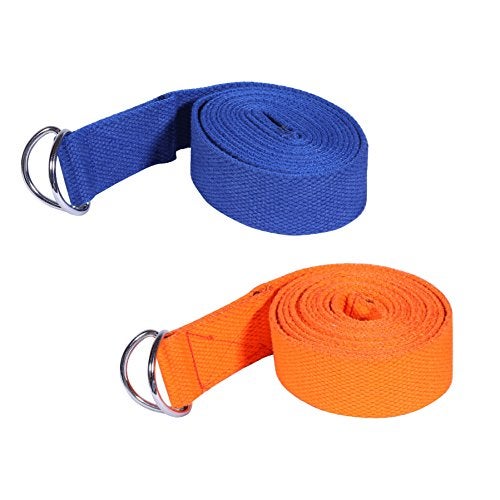Footmate Yoga Belt for Men and Women Pack Of 2 | Yoga Strap with Extra Safe Adjustable D-Ring Buckle | 8 FT Long Durable and Premium Cotton Stretch Band Use for Yoga, Pilates, Gym, Fitness - Image 1