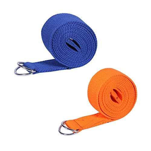 Footmate Yoga Belt for Men and Women Pack Of 2 | Yoga Strap with Extra Safe Adjustable D-Ring Buckle | 8 FT Long Durable and Premium Cotton Stretch Band Use for Yoga, Pilates, Gym, Fitness - Image 2