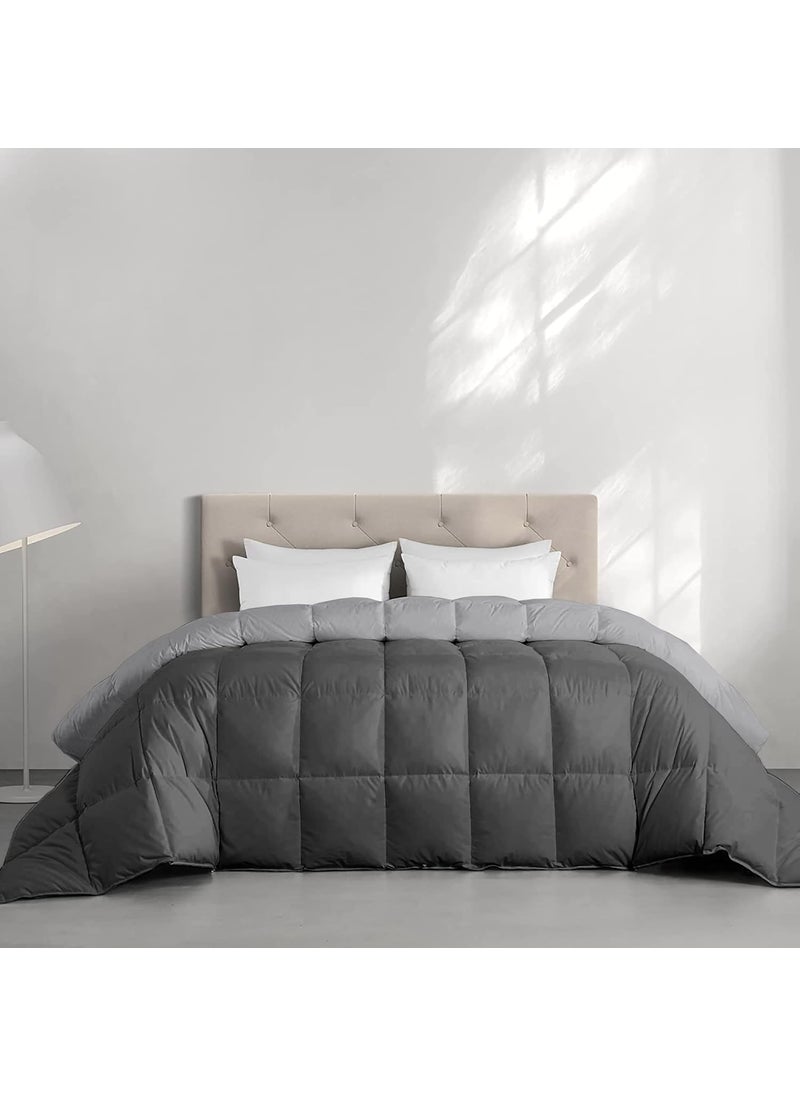 Grace Linen Reversible Comforter Double Bed Size Blanket 300 GSM Comforter for Winter Blanket Soft Microfiber Soft Luxury Design DuvetBlanket Double Bed 90X100 Dark GreySilver Grey Color  - Image 1