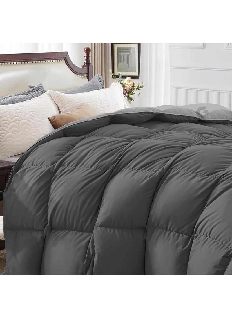 Grace Linen Reversible Comforter Double Bed Size Blanket 300 GSM Comforter for Winter Blanket Soft Microfiber Soft Luxury Design DuvetBlanket Double Bed 90X100 Dark GreySilver Grey Color  - Image 3
