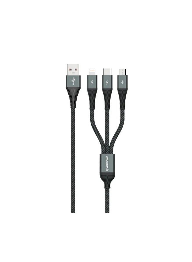 RIVERSONG 3-in-1 Fast Charging Cable (Type-A to Micro, Type-C, Lightning) - Image 2