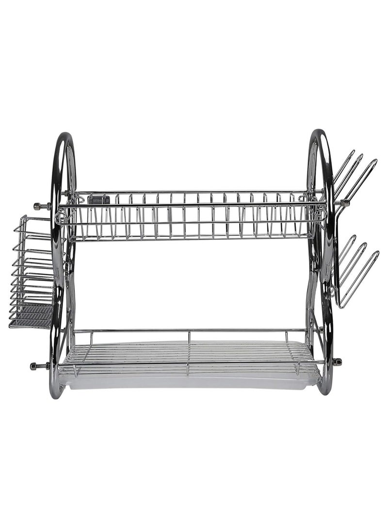 2-Tier Stainless Steel Dish Drying Rack – Stylish Rustproof Design with Multiple Side Holders  - Image 2