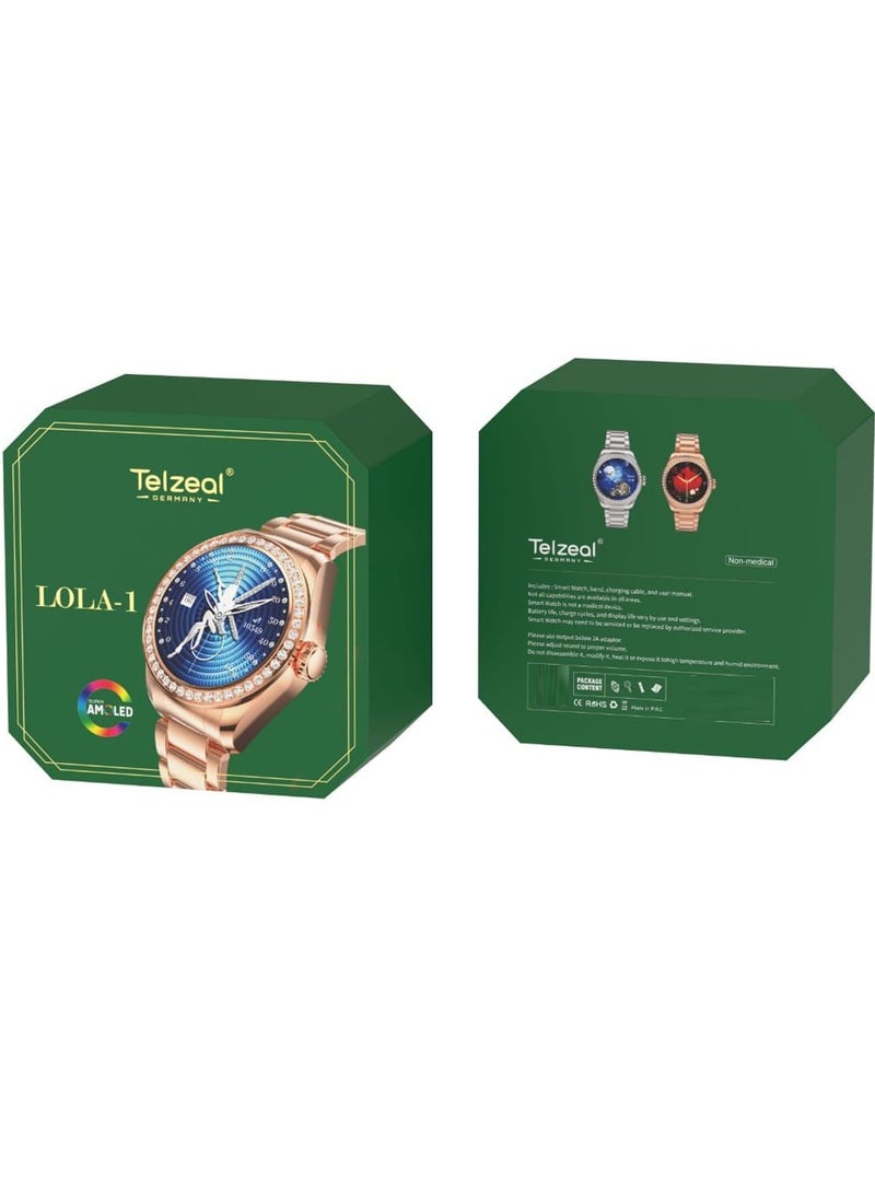 Telzeal - Telzeal Germany LOLA 1 Ladies Smart Watch Round Shape AMOLED Display and Wireless Charger Silver - Image 1