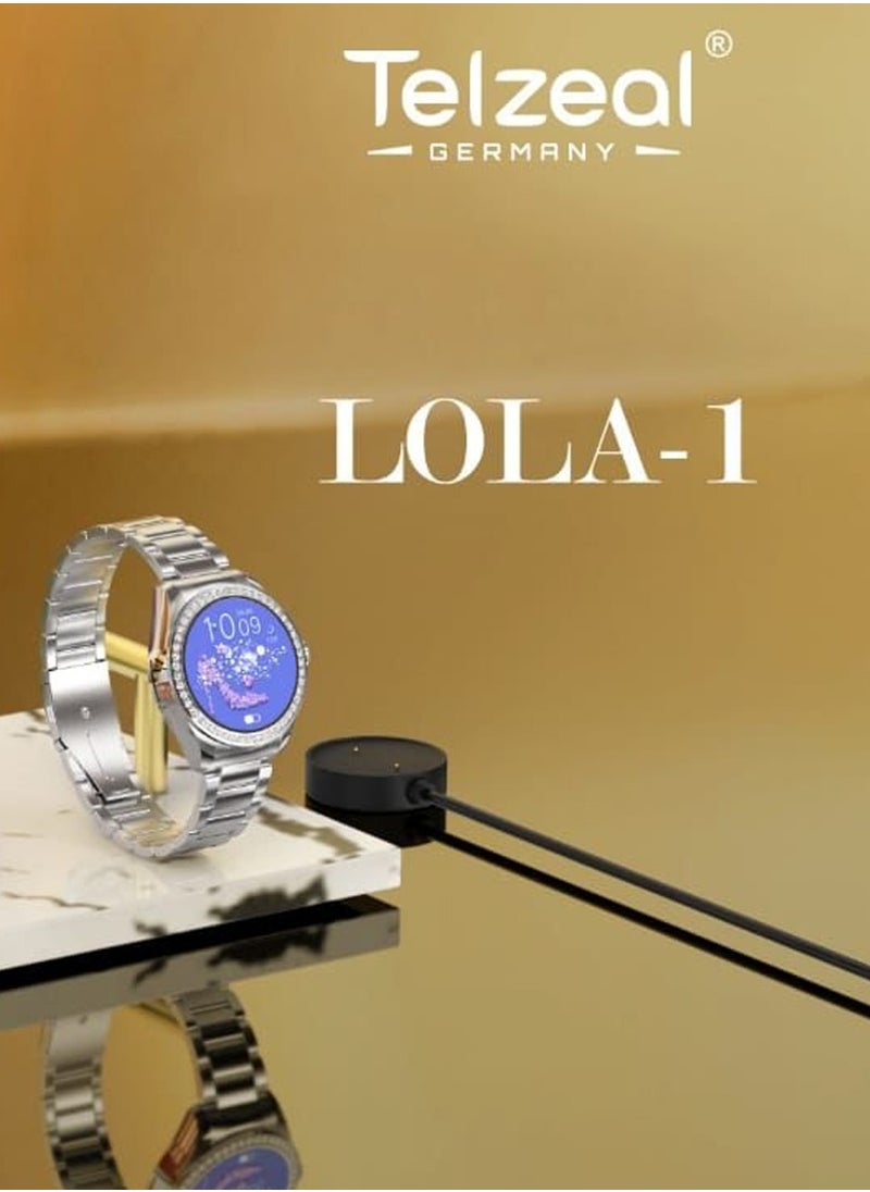 Telzeal - Telzeal Germany LOLA 1 Ladies Smart Watch Round Shape AMOLED Display and Wireless Charger Silver - Image 1