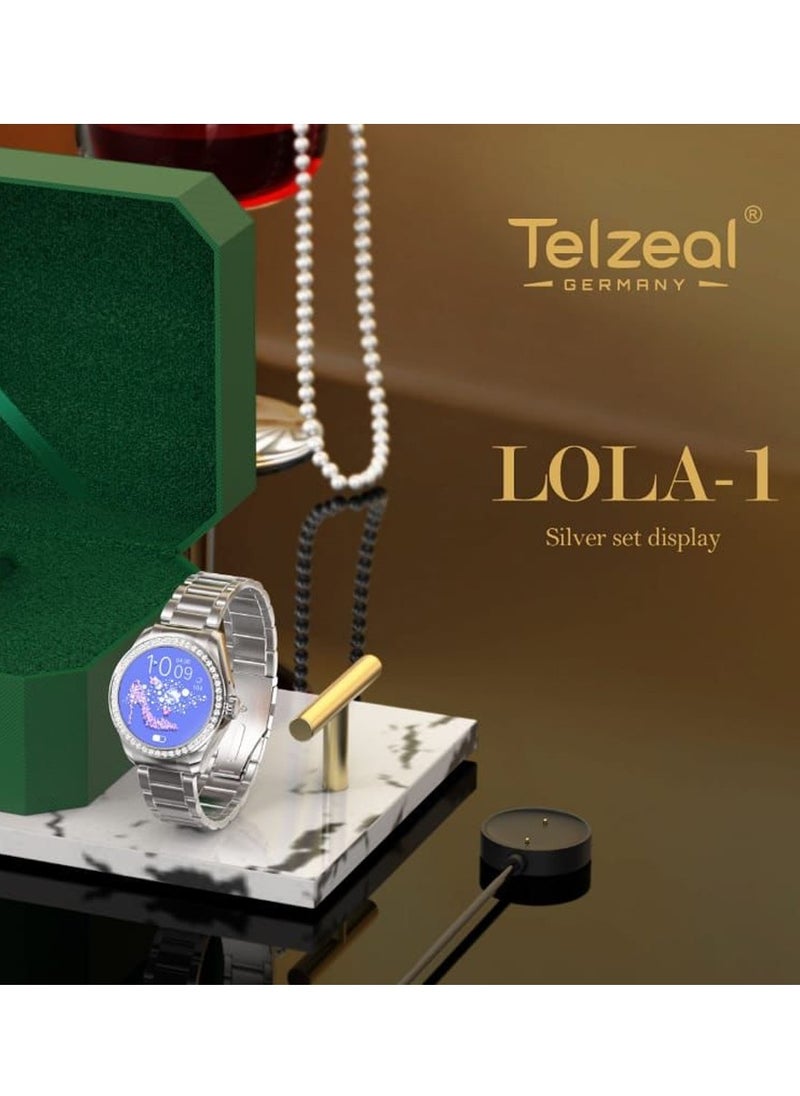 Telzeal - Telzeal Germany LOLA 1 Ladies Smart Watch Round Shape AMOLED Display and Wireless Charger Silver - Image 1