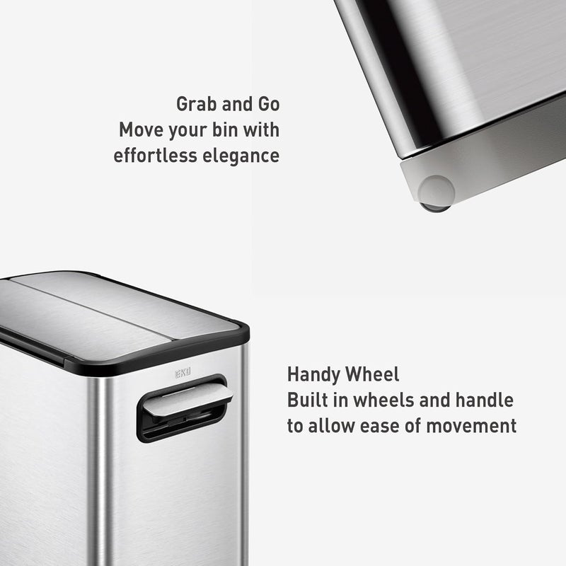 EKO Ecofly Recycling Bin, Pedal Bin 30 Litre, Rubbish Bin with Soft-Close Lid, Kitchen Bin Dual Opening, Perfect for Kitchen & Home, Stainless Steel - Image 5
