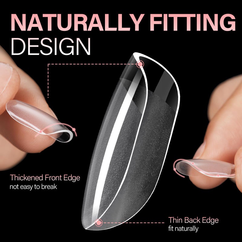 AILLSA Extra Short Square Nail Tips Full Cover Half Matte Nail Tips Clear Gelly Pre-Shaped Nails Tip Press On False Tip Extension for Home DIY Manicure Salon 216PCS 12 Sizes - Image 2