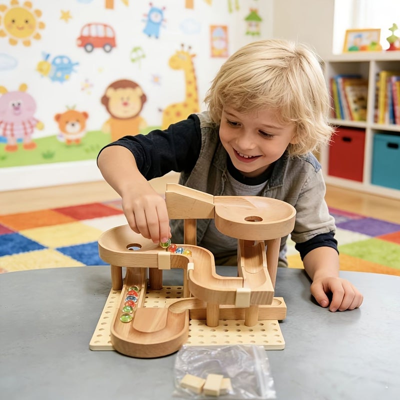 Beech Wood Marble Run Building Blocks Model B Interactive Educational Toy - Image 5