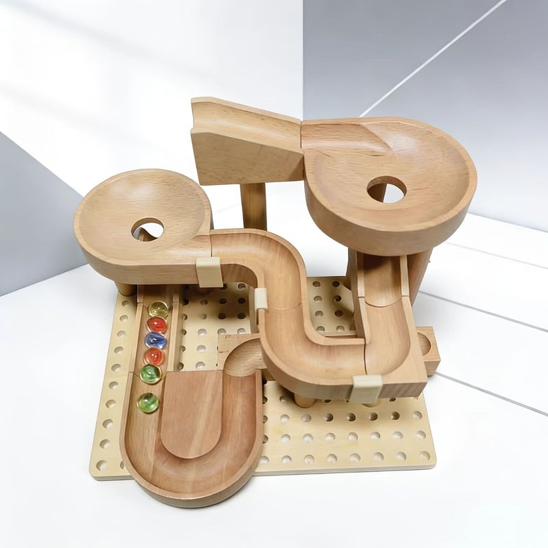 Beech Wood Marble Run Building Blocks Model B Interactive Educational Toy - Image 4