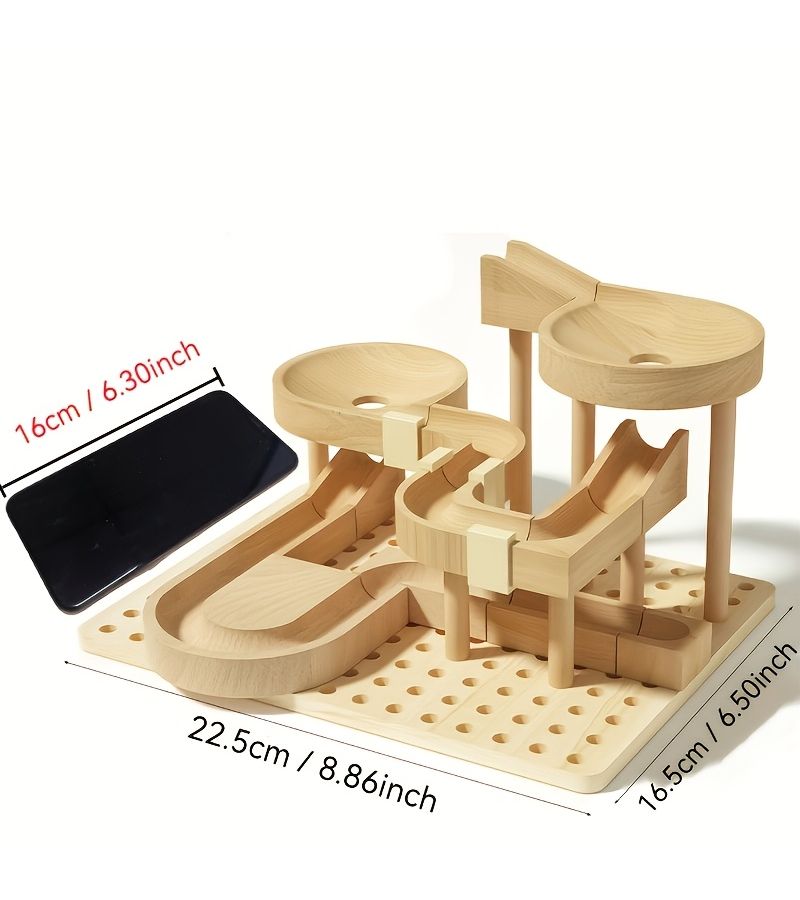 Beech Wood Marble Run Building Blocks Model B Interactive Educational Toy - Image 2