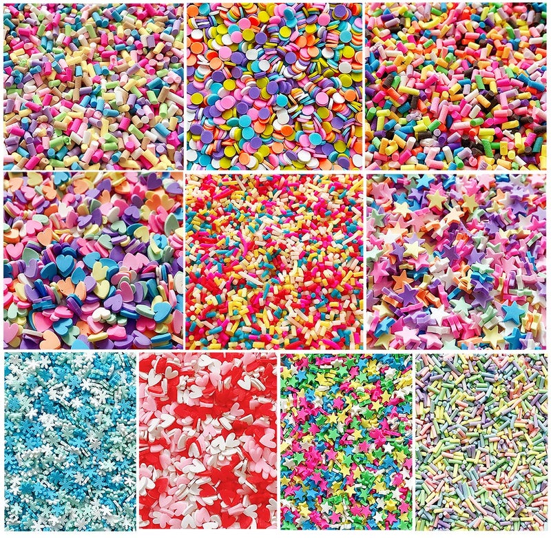 EHOPE Fake Sprinkles Polymer Sprinkles Faux Sprinkles Resin Sprinkles Clay Sprinkles For Resin Fake Candy Sprinkles for Nail Art DIY Crafts Cake Phone Case10 Colors120g