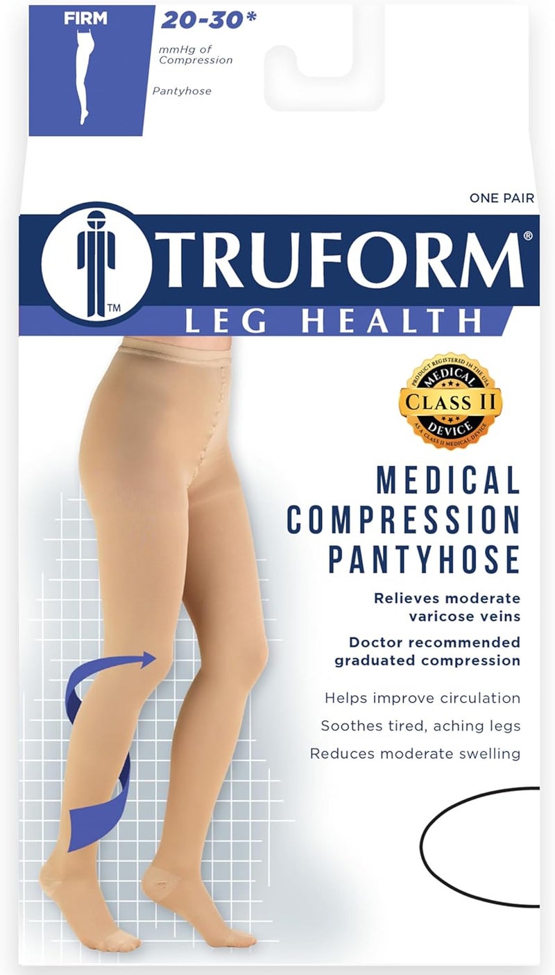 Truform 20-30 mmHg Compression Pantyhose for Women - Beige, Petite Size - Image 5