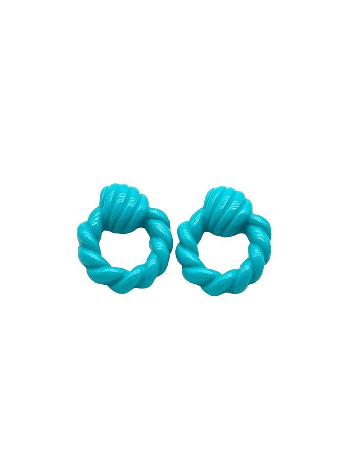 FLUFFY - Quirky Cyrcil Earring Of Fluffy Women's Accessories-Blue - Image 1