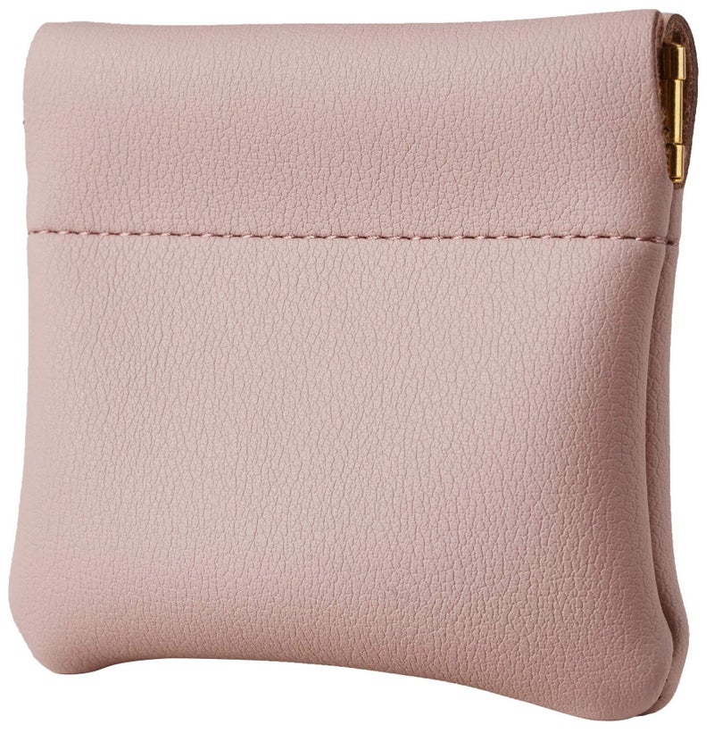 Travelambo Leather Squeeze Coin Purse Pouch Change Holder For Men & Women (Access Pink Champagne) - Image 2