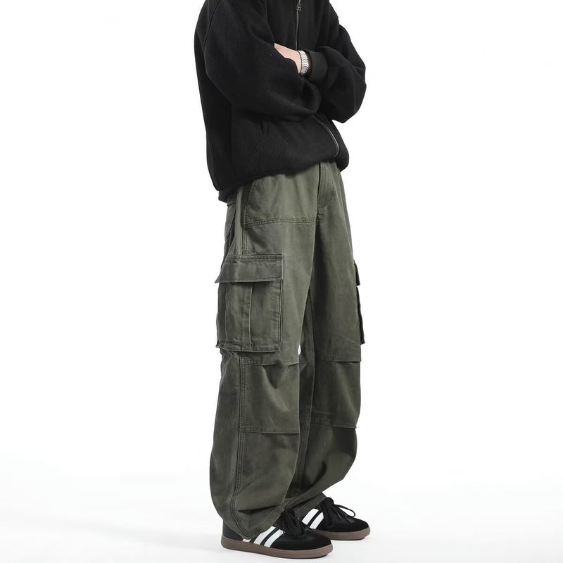 Men's Cargo Pants Vintage Multi-Pocket Loose Straight Leg - Image 1