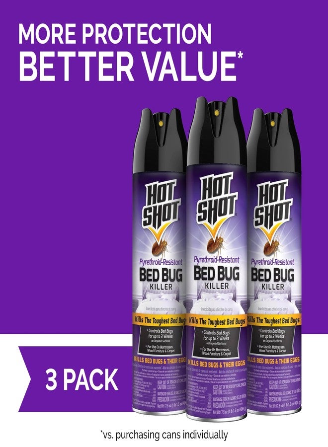 Hot Shot Pyrethroid-Resistant Bed Bug Killer, 17.5 Ounce, Treatment for Bed Bugs, 3 Pack - Image 2