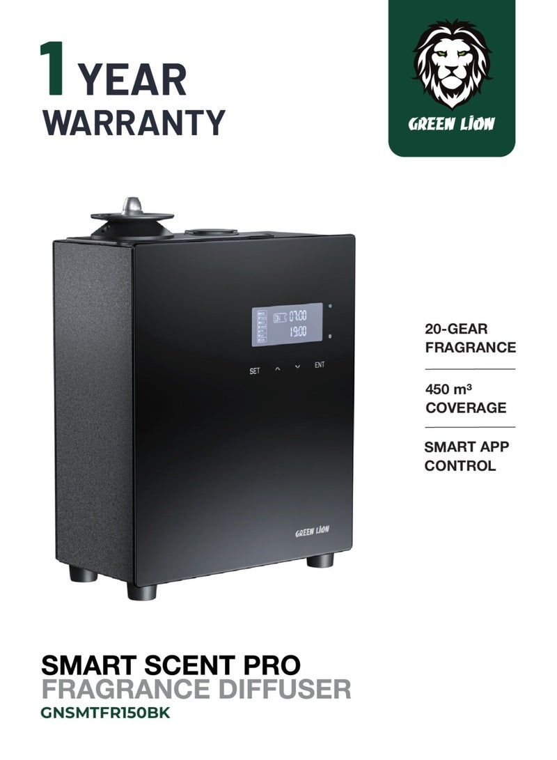 جرين ليون موزع الروائح العطرية Smart Scent Pro سعة 150 مل مع 5 إعدادات مؤقتة و20 ترسًا Frangrance UK 5.5 وات / مثبت على الحائط / شاشة LED / قفل أمان / العلاج بالروائح / اتصال HVAC / تشغيل هادئ / التحكم الذكي بالتطبيق - أسود - Image 1