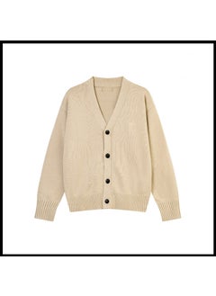 Trendy Brand Love Knit Cardigan Oversized V-Neck Sweater Vanilla apricot [a8116 cotton yarn style]