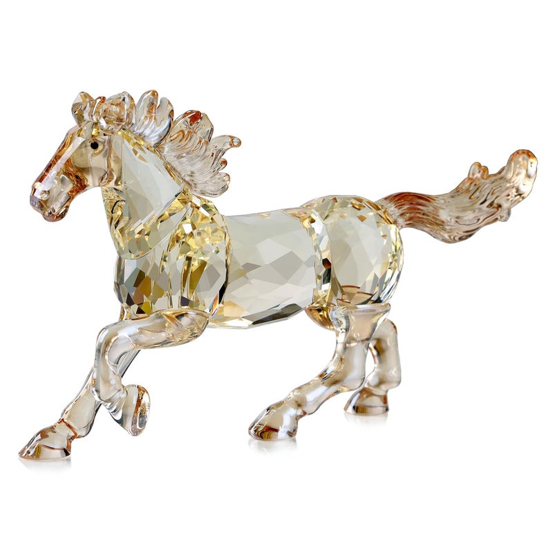 DOJOZ Crystal Horse Realistic Animal Art Figurine Collection Table top Ornament Statue Home Decor (Gold) - Image 1
