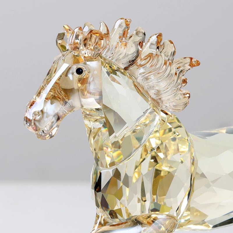 DOJOZ Crystal Horse Realistic Animal Art Figurine Collection Table top Ornament Statue Home Decor (Gold) - Image 4