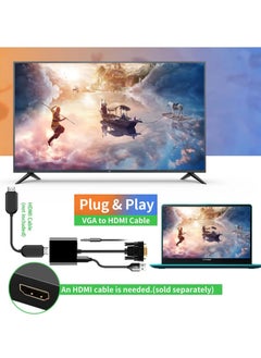 LIXES VGA to HDMI Adapter – 1080P VGA Male to HDMI Female Converter for Computer, Desktop, Laptop, PC, Monitor, Projector, HDTV – High-Quality Video and Audio Output  - Image 3