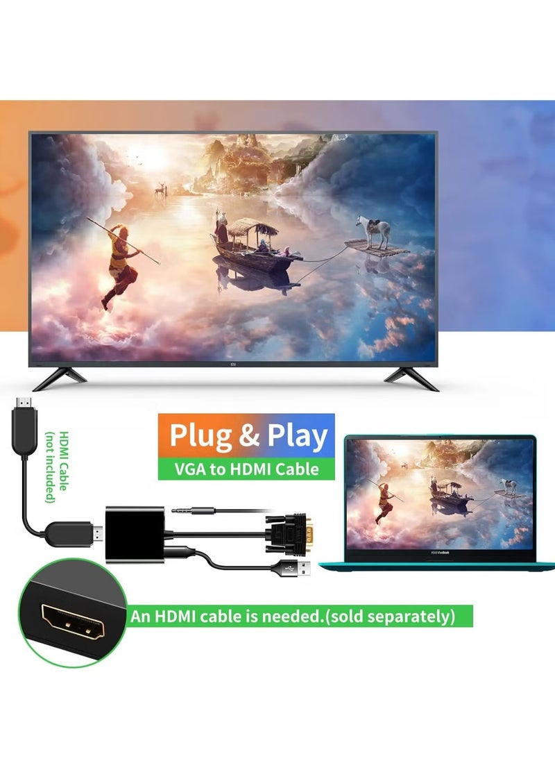 LIXES VGA to HDMI Adapter – 1080P VGA Male to HDMI Female Converter for Computer, Desktop, Laptop, PC, Monitor, Projector, HDTV – High-Quality Video and Audio Output  - Image 3