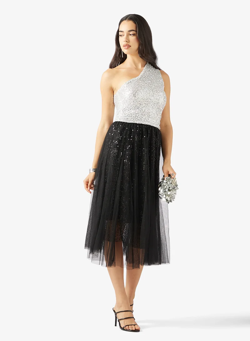 Ginger Glitter Embellished Pleated Tulle Skirt