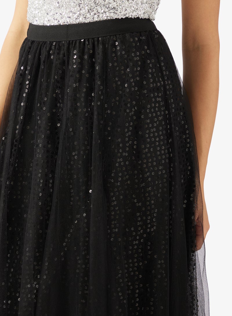 جينجر تنورة تول مطوية مزينة بالترتر - Image 4