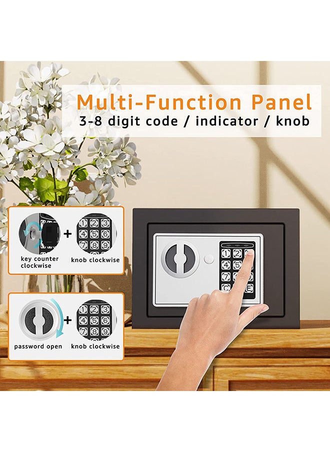 Safe Box, Digital Electronic Security Keypad Mini Small Safes with Grey Safe and Lock Box for Home Office Travel Business Use, 0.236 Cubic Feet Black