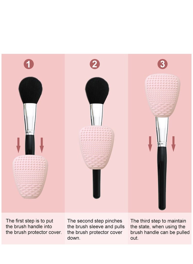 KASTWAVE 3 PCS Makeup Brush Covers, Makeup Protector for Foundation Brush,  Reusable Silicone Makeup Brush Holder, Gifts for Wife or Girlfriend or Makeup Lover, White Pink Blue - Image 5