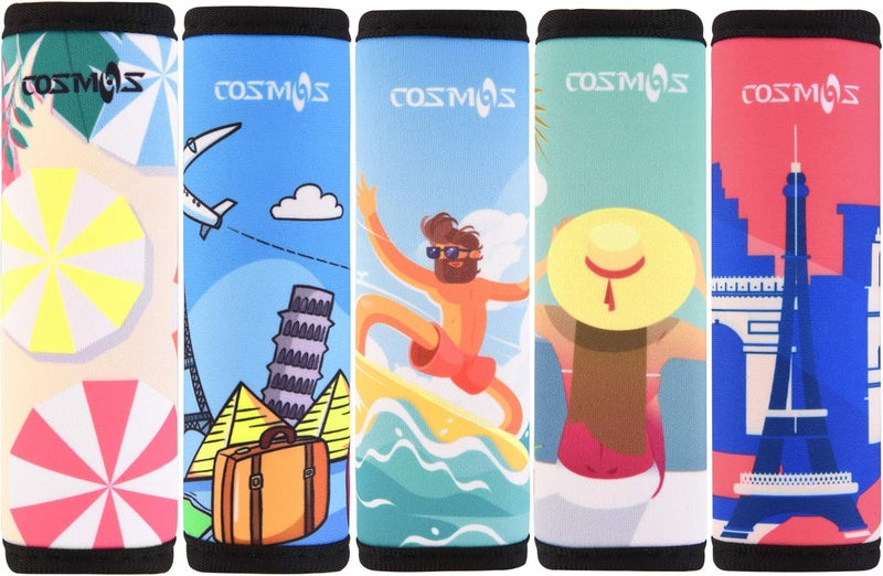 CM Pack of 5 Neoprene Luggage Handle Wrap Handle Grip Luggage Identifier for Travel Bag Luggage Suitcase (Summer Patterns - UMB (5 Pcs)) - Image 1