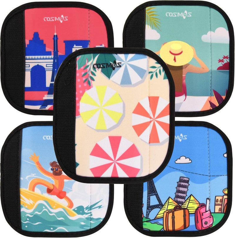 CM Pack of 5 Neoprene Luggage Handle Wrap Handle Grip Luggage Identifier for Travel Bag Luggage Suitcase (Summer Patterns - UMB (5 Pcs)) - Image 2