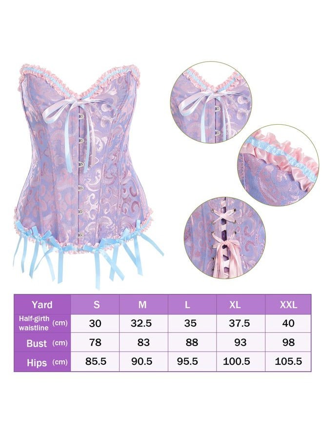 Foaincore 6 Pcs Women Fairy Costumes Set Off Shoulder Short Dress Floral Corset Rhinestone Tiara Elf Ears Wings, Purple, M - Image 3