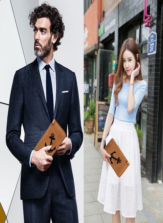 ABYS حافظة جواز سفر من الجلد الطبيعي من ABYS، بلون بني فاتح، مزودة بتقنية الحماية من تقنية RFID، مناسبة للسفر، وحاملة شيكات للرجال والنساء. - Image 5