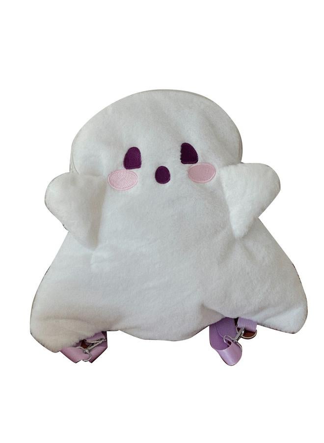 NIBEMINENT Ghost Plush Backpack Cute Large Capacity Soft Cartoon Multifunctional Fluffy Bag for Girls Women White Free Size  - Image 1