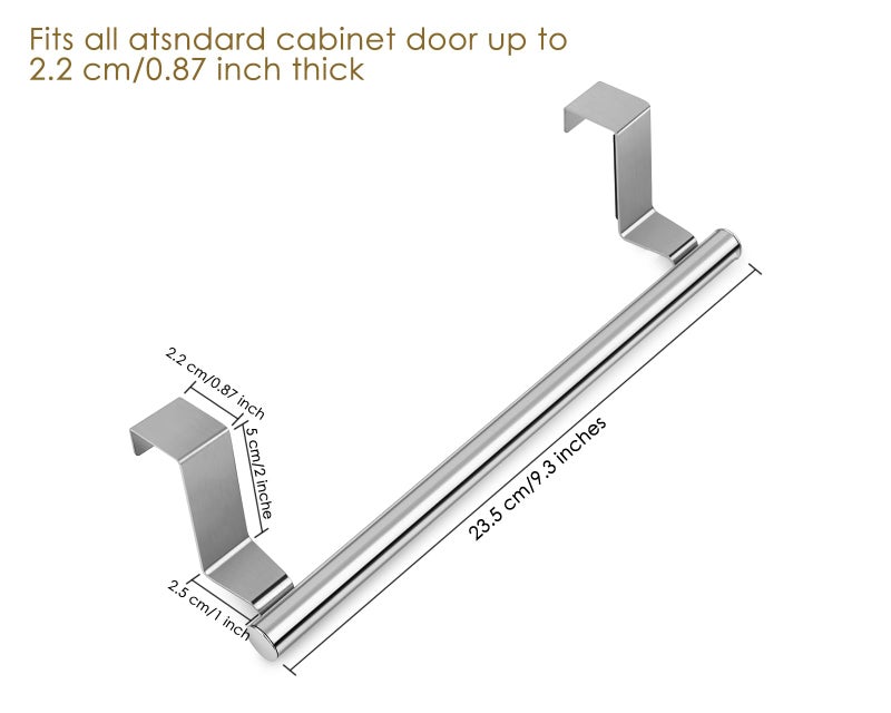 DS.DISTINCTIVE STYLE DS. DISTINCTIVE STYLE Kitchen Towel Holder Over Cabinet Door Towel Bar 2 Pieces Stainless Steel Kitchen Towel Hanger - Image 2