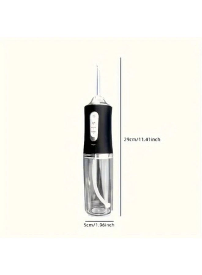 Black Portable Dental Water Flosser Cordless Oral Irrigator with 4 Nozzles High Frequency Pulse - Image 3