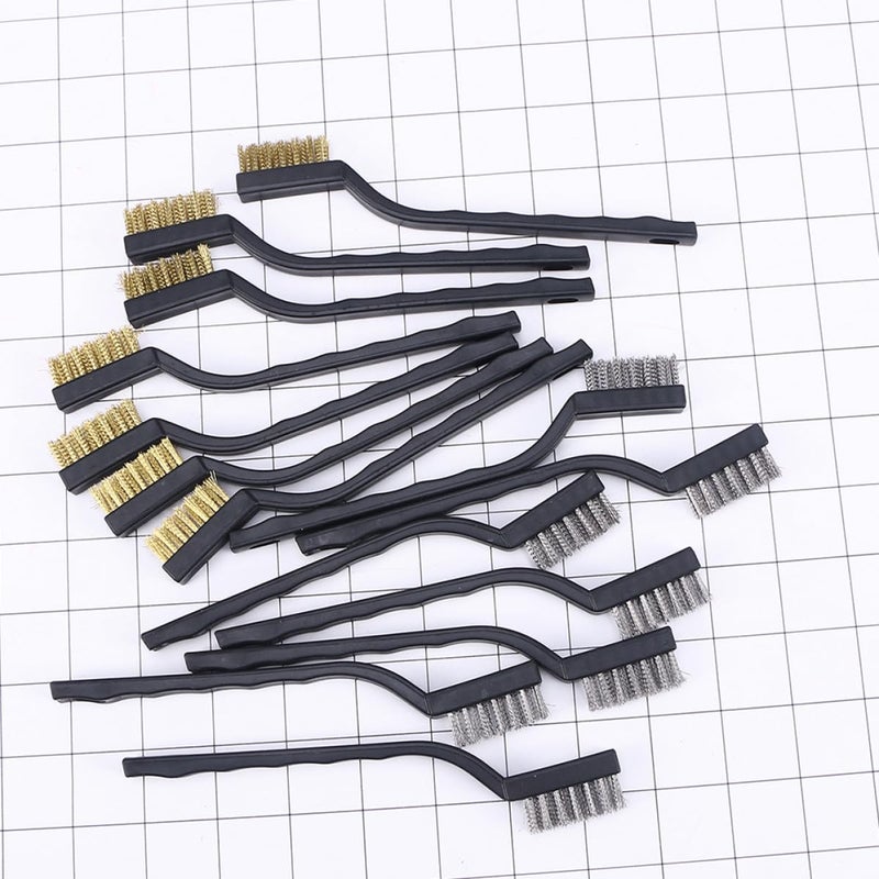 12pcs Mini Wire Rust Cleaning Brushes with Brass and Stainless Steel Bristles for Motor Door Window Maintenance - Image 5