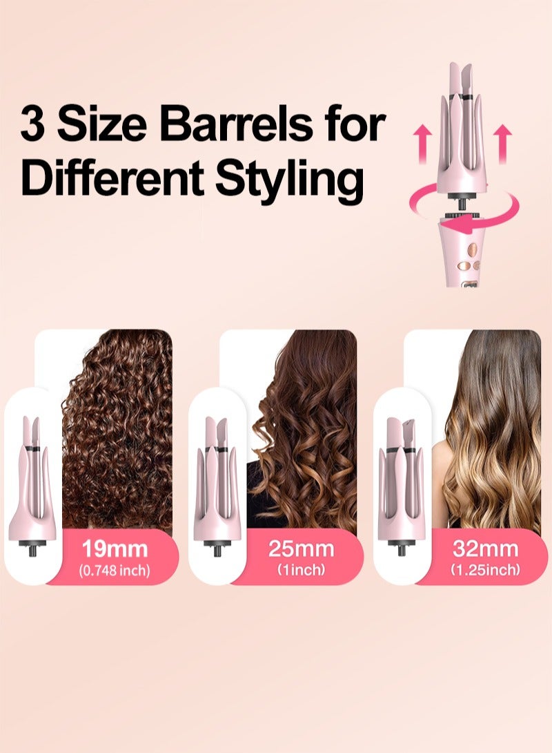 BESTIS 3 IN 1 Automatic Curling Iron Rotating Curling Wand with Replaced 3 Sizes Barrel 19MM, 25MM, 32MM, Double Voltage Hair Styling Curler, 8 Gears Fast Heating - Image 2