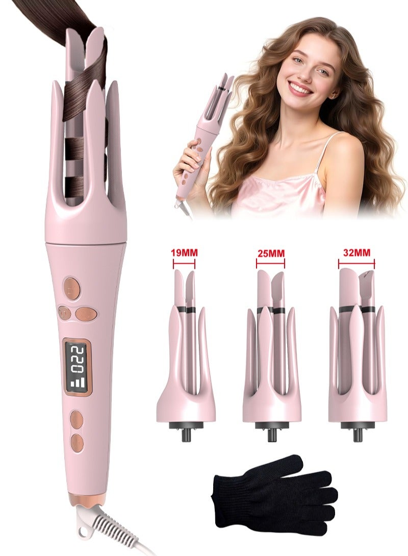 BESTIS 3 IN 1 Automatic Curling Iron Rotating Curling Wand with Replaced 3 Sizes Barrel 19MM, 25MM, 32MM, Double Voltage Hair Styling Curler, 8 Gears Fast Heating - Image 1