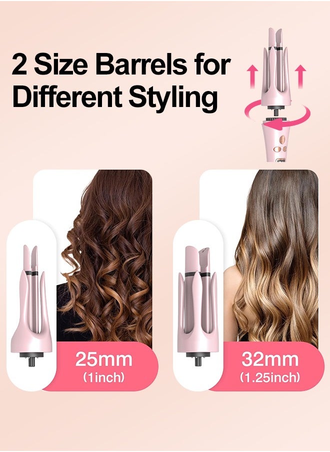 3 IN 1 Automatic Curling Iron Rotating Curling Wand with Replaced 2 Sizes Barrel 25mm, 32mm, Double Voltage Hair Styling Curler, 8 Gears Fast Heating