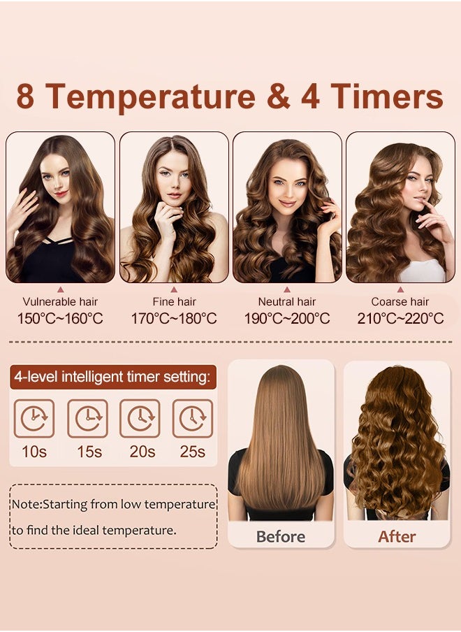 3 IN 1 Automatic Curling Iron Rotating Curling Wand with Replaced 2 Sizes Barrel 25mm, 32mm, Double Voltage Hair Styling Curler, 8 Gears Fast Heating