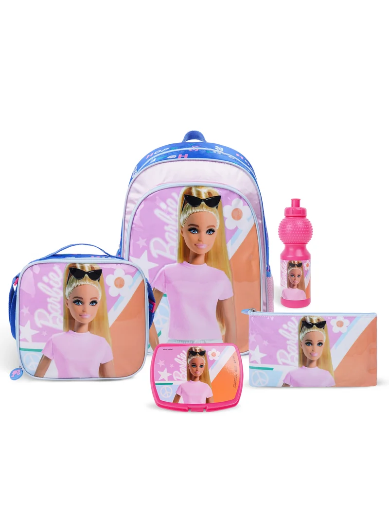 Trucare Mattel Games Barbie Hope, Love, Unity 5In1 Backpack Set 16" I Backpack I Lunch Bag I Water Bottle I Pencil Case I Lunch Box I Packaging