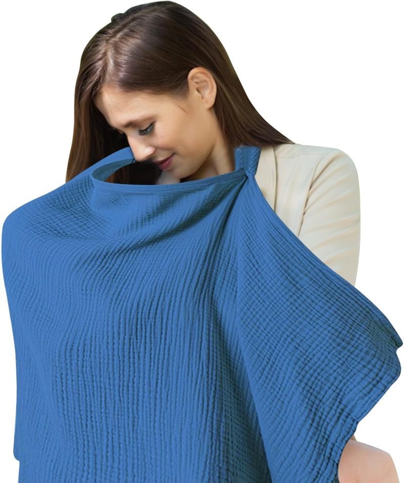 Breastfeeding Cover 37.4x29.5 Large Breathable Gauze Fabric - Sun Protection Pram Cover for Outdoor Breastfeeding Baby Care - Image 1