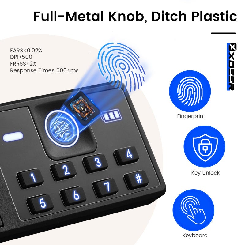 XDeer Biometric Home Safe Box-(0.78-2.04 cu. ft.) Quick Access Fingerprint Safe Lock, Backlit Keypad and LED Light, Small Caja Fuerte with Anti-Rust and Anti-Theft/1PCS(1.09 Cubic Feet+ Fireproof Bag) - Image 3